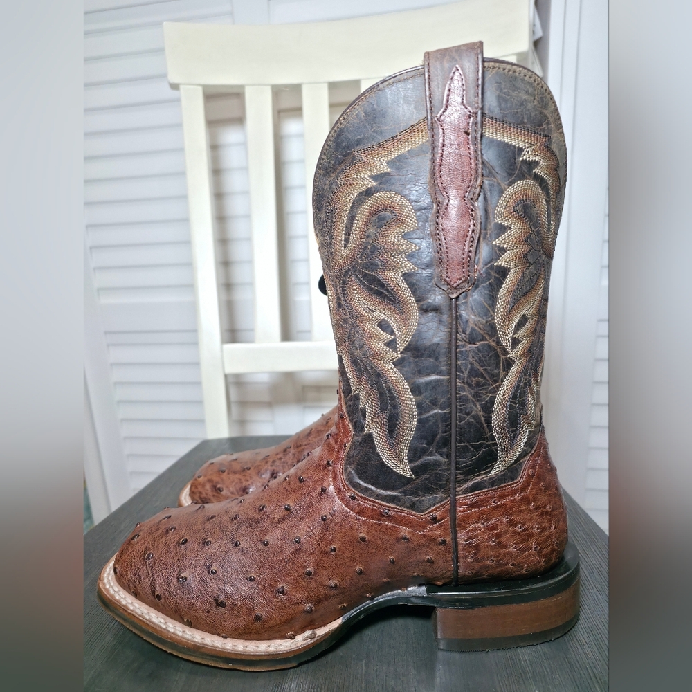 Dan Post Alamosa Exotic Ostrich Cowboy Certified Boots DP3875 Men's Size 9 D - Picture 1 of 8